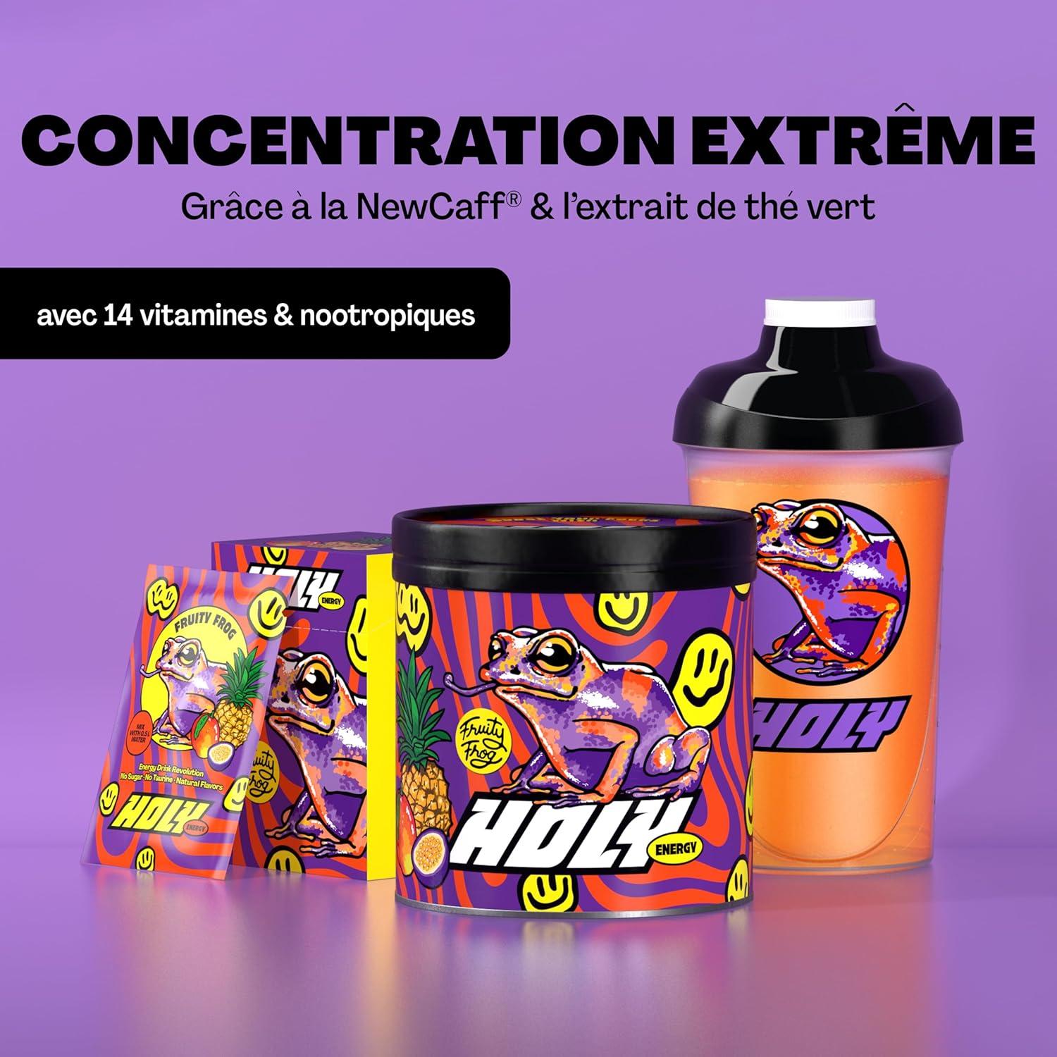 image:imageHOLY Energy Gaming Booster Gorillas Grape avec got de raisin vert en poudre 50 portions avec NewCaff amp extrait de th vert Focus Drink Vegan avec armes de fruits 100 naturelsFruity Frog