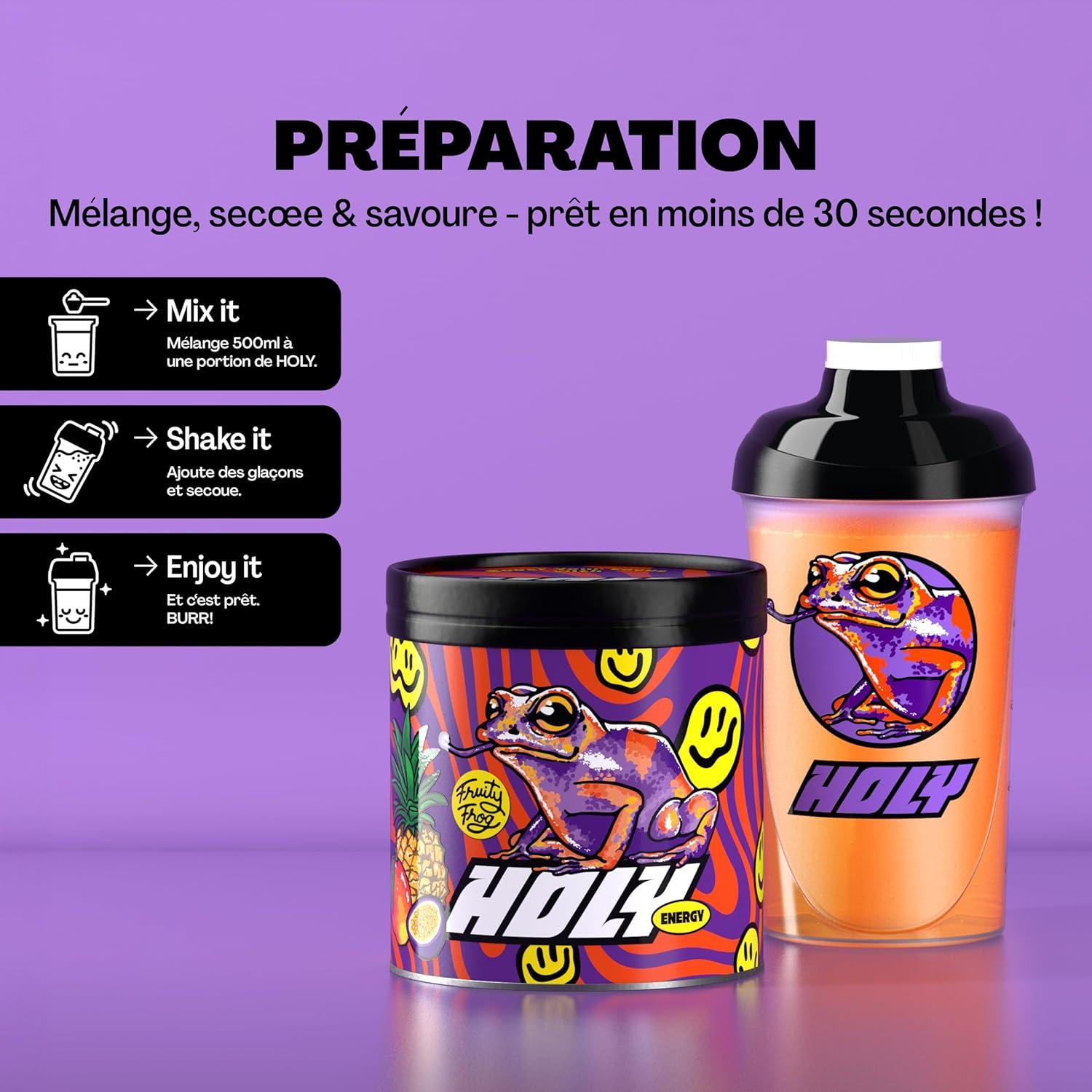 image:imageHOLY Energy Gaming Booster Gorillas Grape avec got de raisin vert en poudre 50 portions avec NewCaff amp extrait de th vert Focus Drink Vegan avec armes de fruits 100 naturelsFruity Frog