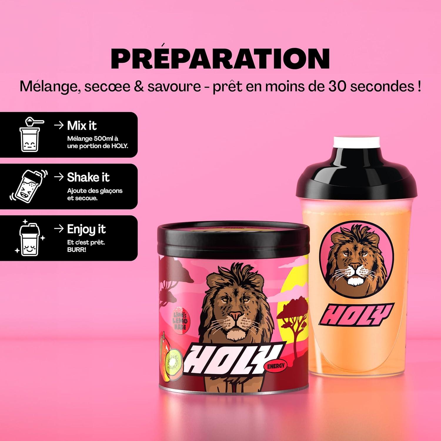 image:imageHOLY Energy Gaming Booster Gorillas Grape avec got de raisin vert en poudre 50 portions avec NewCaff amp extrait de th vert Focus Drink Vegan avec armes de fruits 100 naturelsLions Lemonade