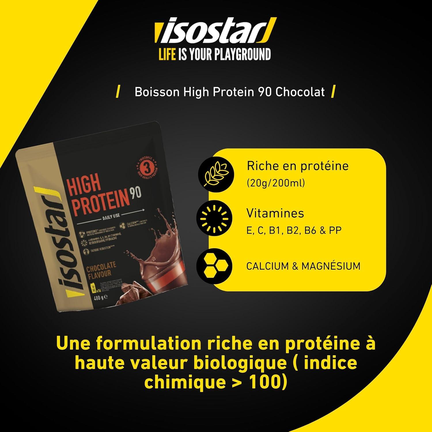 image:imageIsostar High Protein 90 Poudre pour Boisson Hyperprotine Chocolat 16 Boissons 400 gHigh Protein 90 Choco