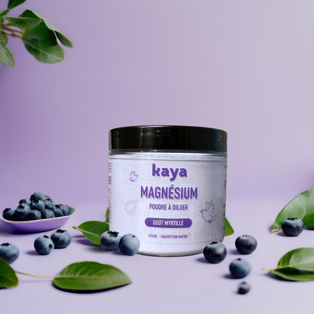 image:imageKaya Magnsium en Poudre diluer got Myrtille sans sucres 100g Antistress et antifatigue Vegan