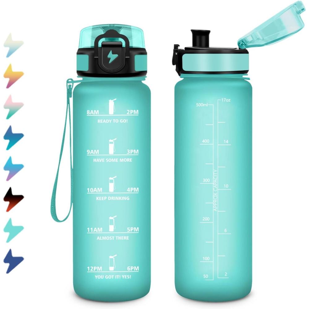 image:imageBouteille Sport 15L Bouteille deau Motivation avec Marqueur de Temps Gourde avec Filtre tanche Gourde Reutilisable pour Enfant Voyage Gym Court Course Pied Picnic Randonne Bureau17oz500ml Mat Violet Clair