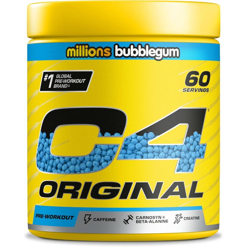 image:imageCellucor C4 Original Pre Workout Powder Bubblegum 60 portions Boisson nergtique en poudre sans sucre avec 150mg de cafine 1500mg de cratine monohydrate 1600mg de btaalanine