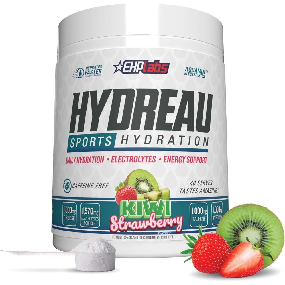 image:imageEHP Labs Hydreau Electrolytes Powder No Sugar  Poudre dhydratation pour endurance et nergie  Pour homme et femme  lectrolytes sans sucre  40 portions ananas de FidjiKiwi Fraise