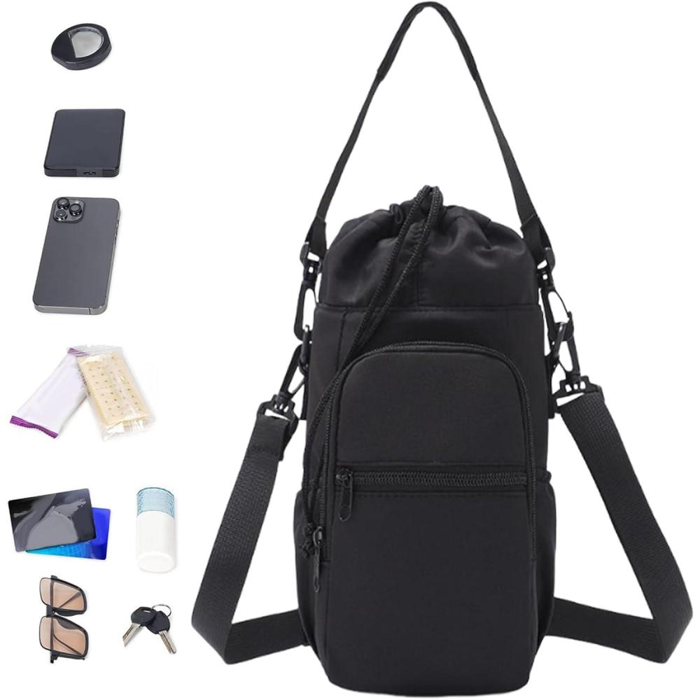 image:imageGnrique Sac Bouteille Deau Housse Isolante avec Poche PorteGourde Isotherme Pour ExtrieurPour Randonne Camping Plage Pche Sports Course Salle De Sport Voyage Femmes Hommes1