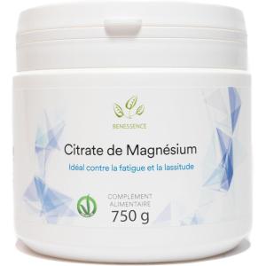 Benessence – Citrate De Magnésium en poudre soluble – Intégrateur Alimentaire – 125 jours d&rsquo;intégration- 500 g(750 g (Lot de 1))