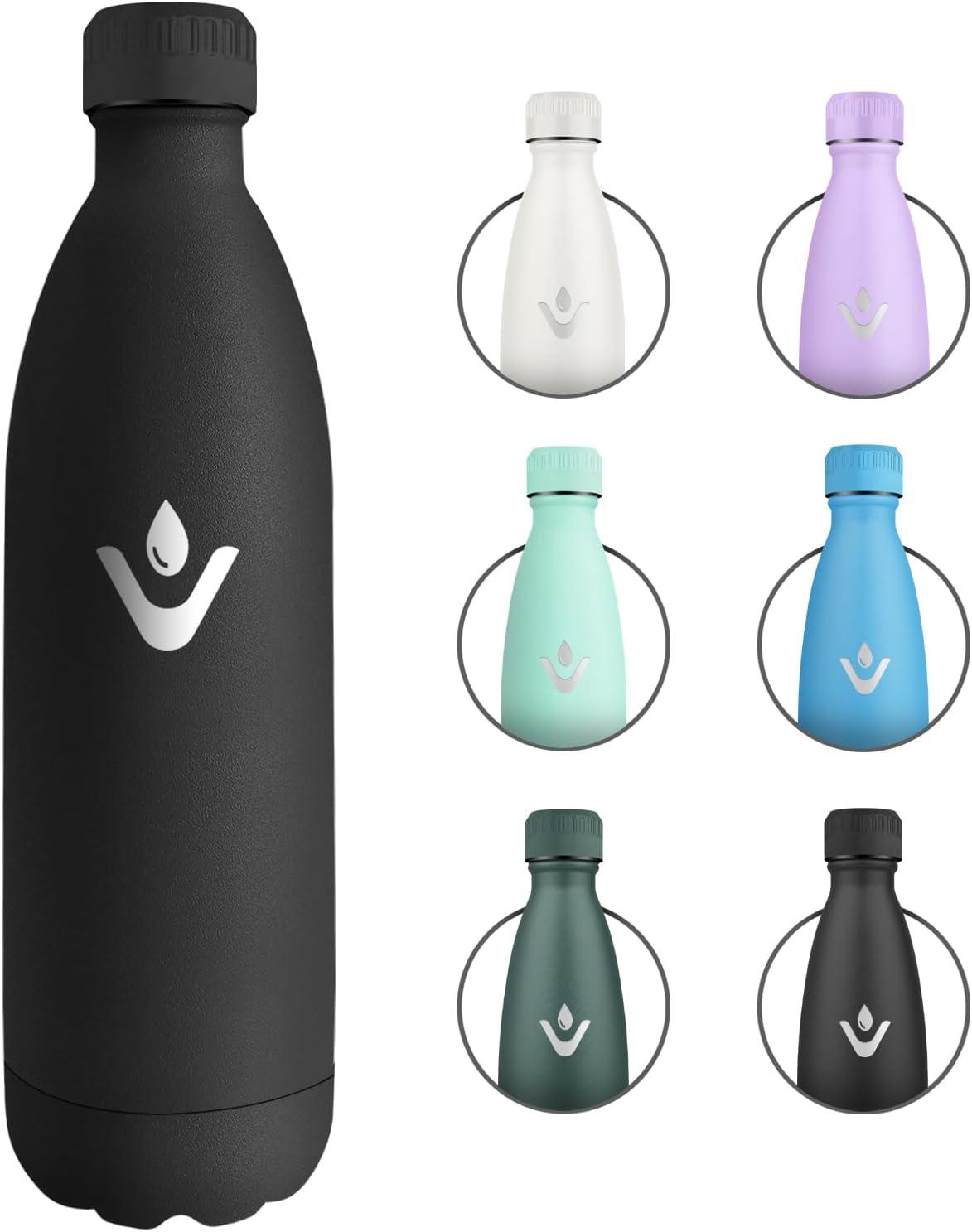 image:imageGourde Inox 1L Gourde Isotherme Rutilisable Bouteille deau Acier Inoxydable tanche Double Paroi Gourde Sport sans BPA Bouteille Isotherme pour cole Sport Bureau Gym Yoga CampingNoir