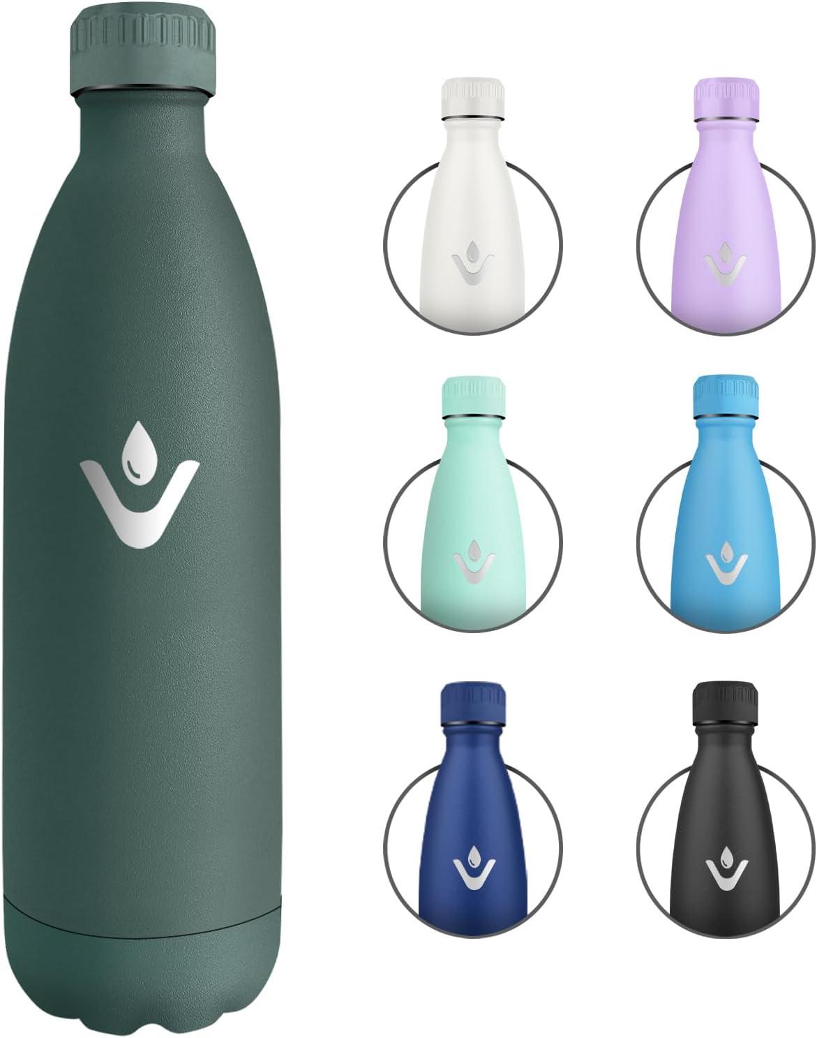 image:imageGourde Inox 1L Gourde Isotherme Rutilisable Bouteille deau Acier Inoxydable tanche Double Paroi Gourde Sport sans BPA Bouteille Isotherme pour cole Sport Bureau Gym Yoga CampingVert Olive