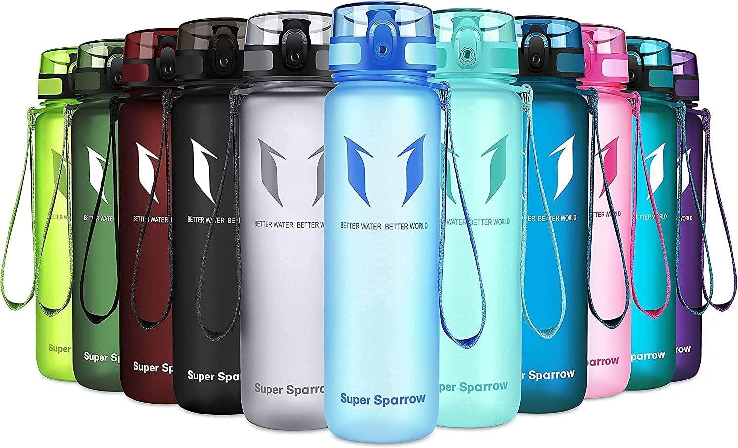 image:imageSuper Sparrow Bouteille deau Gourde 350ml500ml750ml1000ml sans BPA Convient pour Le Sport la randonne lcole Le Bureau en Plein airBleu