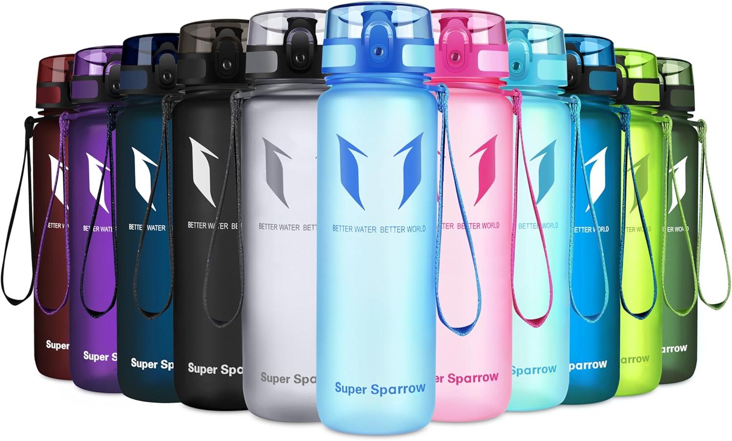 image:imageSuper Sparrow Bouteille deau Gourde 350ml500ml750ml1000ml sans BPA Convient pour Le Sport la randonne lcole Le Bureau en Plein airBleu
