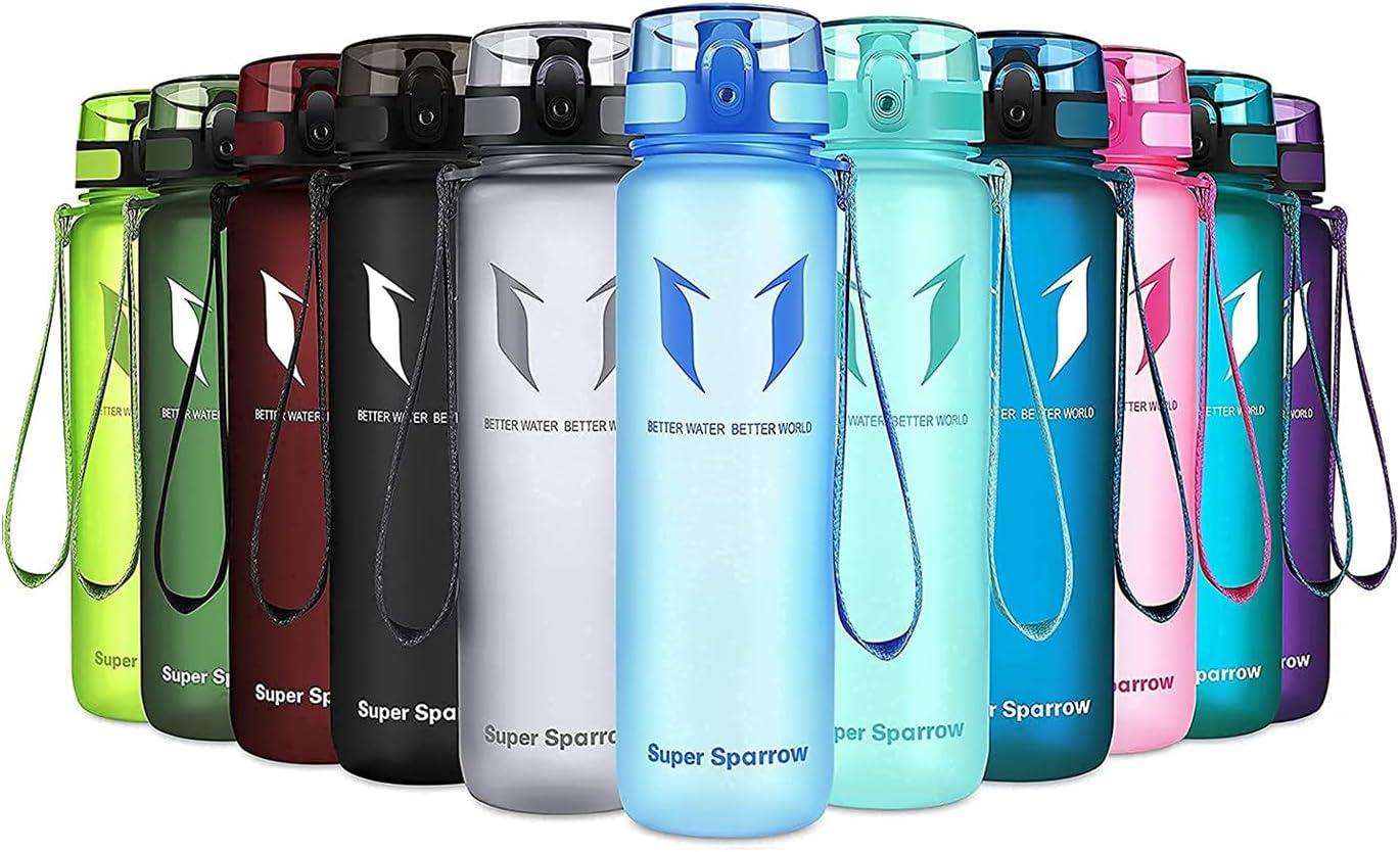 image:imageSuper Sparrow Bouteille deau Gourde 350ml500ml750ml1000ml sans BPA Convient pour Le Sport la randonne lcole Le Bureau en Plein airBleu