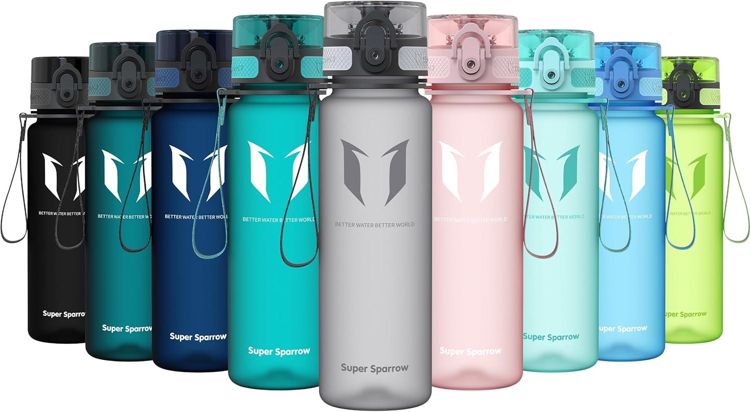 image:imageSuper Sparrow Bouteille deau Gourde 350ml500ml750ml1000ml sans BPA Convient pour Le Sport la randonne lcole Le Bureau en Plein airGris