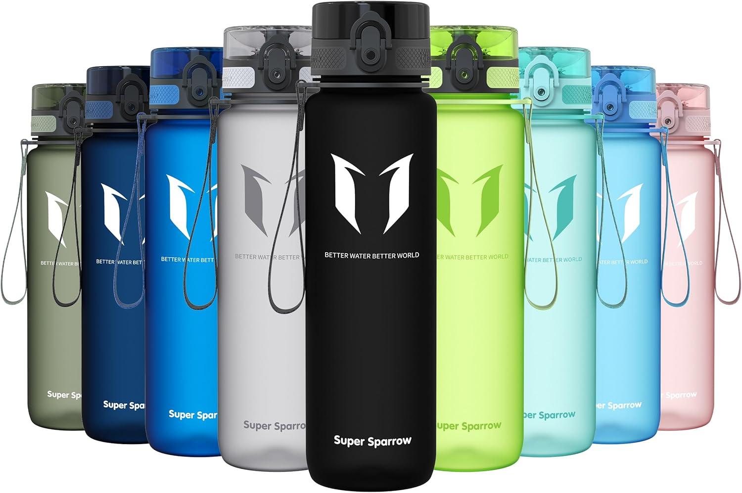 image:imageSuper Sparrow Bouteille deau Gourde 350ml500ml750ml1000ml sans BPA Convient pour Le Sport la randonne lcole Le Bureau en Plein airNoir