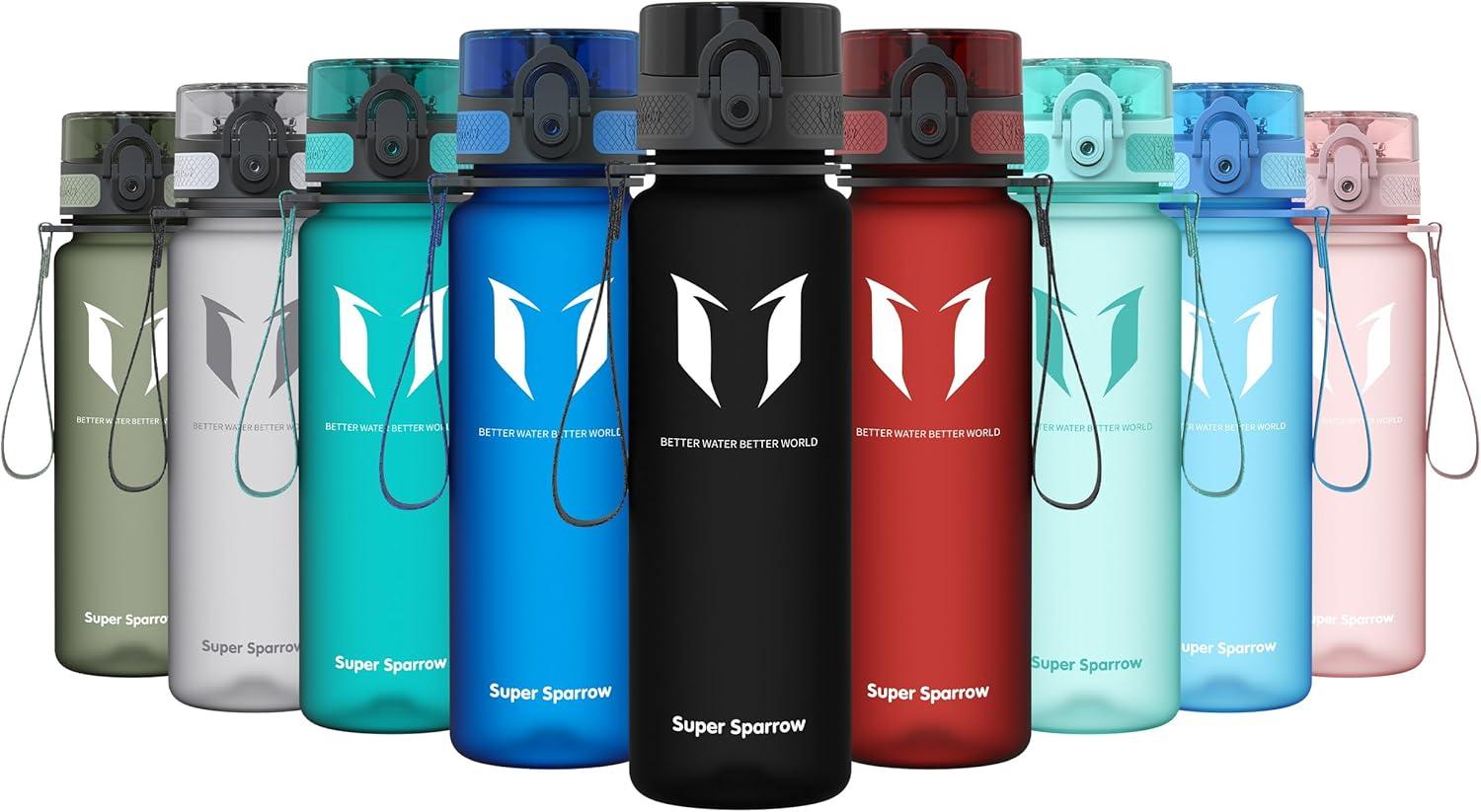 image:imageSuper Sparrow Bouteille deau Gourde 350ml500ml750ml1000ml sans BPA Convient pour Le Sport la randonne lcole Le Bureau en Plein airNoir