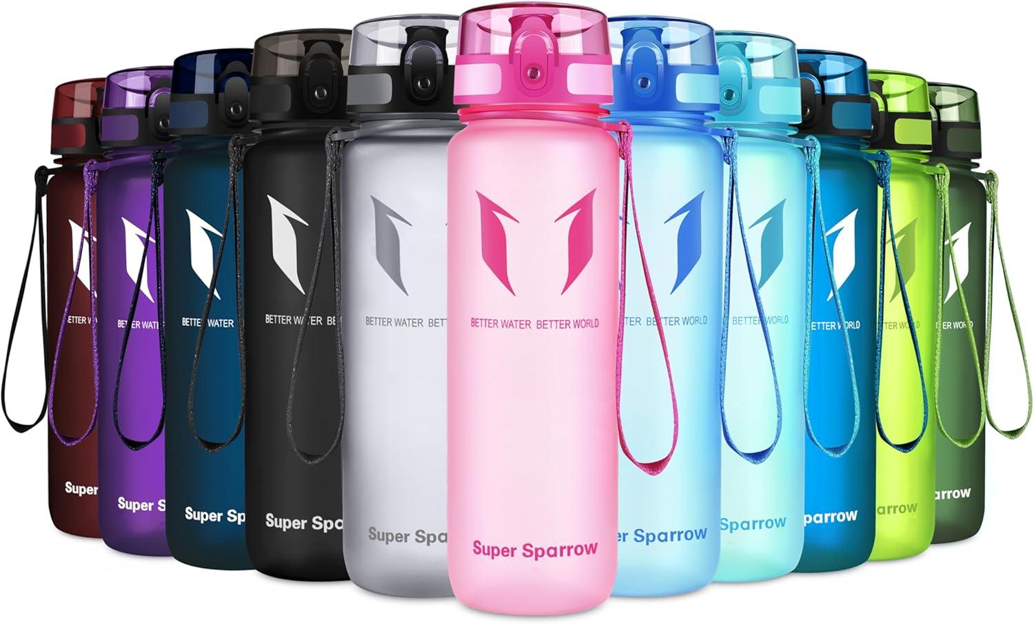 image:imageSuper Sparrow Bouteille deau Gourde 350ml500ml750ml1000ml sans BPA Convient pour Le Sport la randonne lcole Le Bureau en Plein airRose Rouge