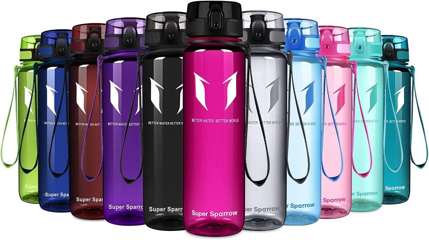 image:imageSuper Sparrow Bouteille deau Gourde 350ml500ml750ml1000ml sans BPA Convient pour Le Sport la randonne lcole Le Bureau en Plein airTransparent Fuchsia