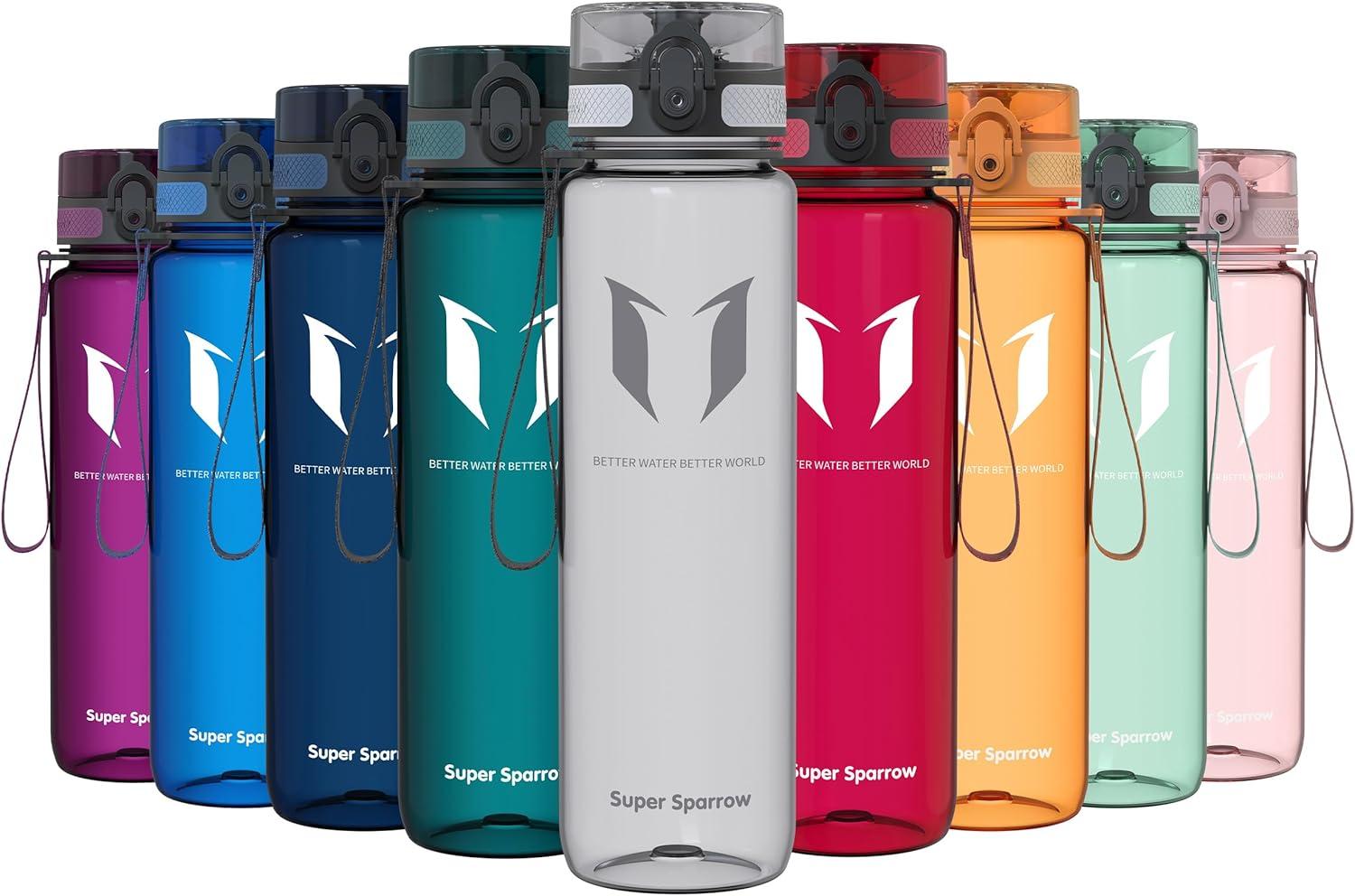 image:imageSuper Sparrow Bouteille deau Gourde 350ml500ml750ml1000ml sans BPA Convient pour Le Sport la randonne lcole Le Bureau en Plein airTransparent Gris