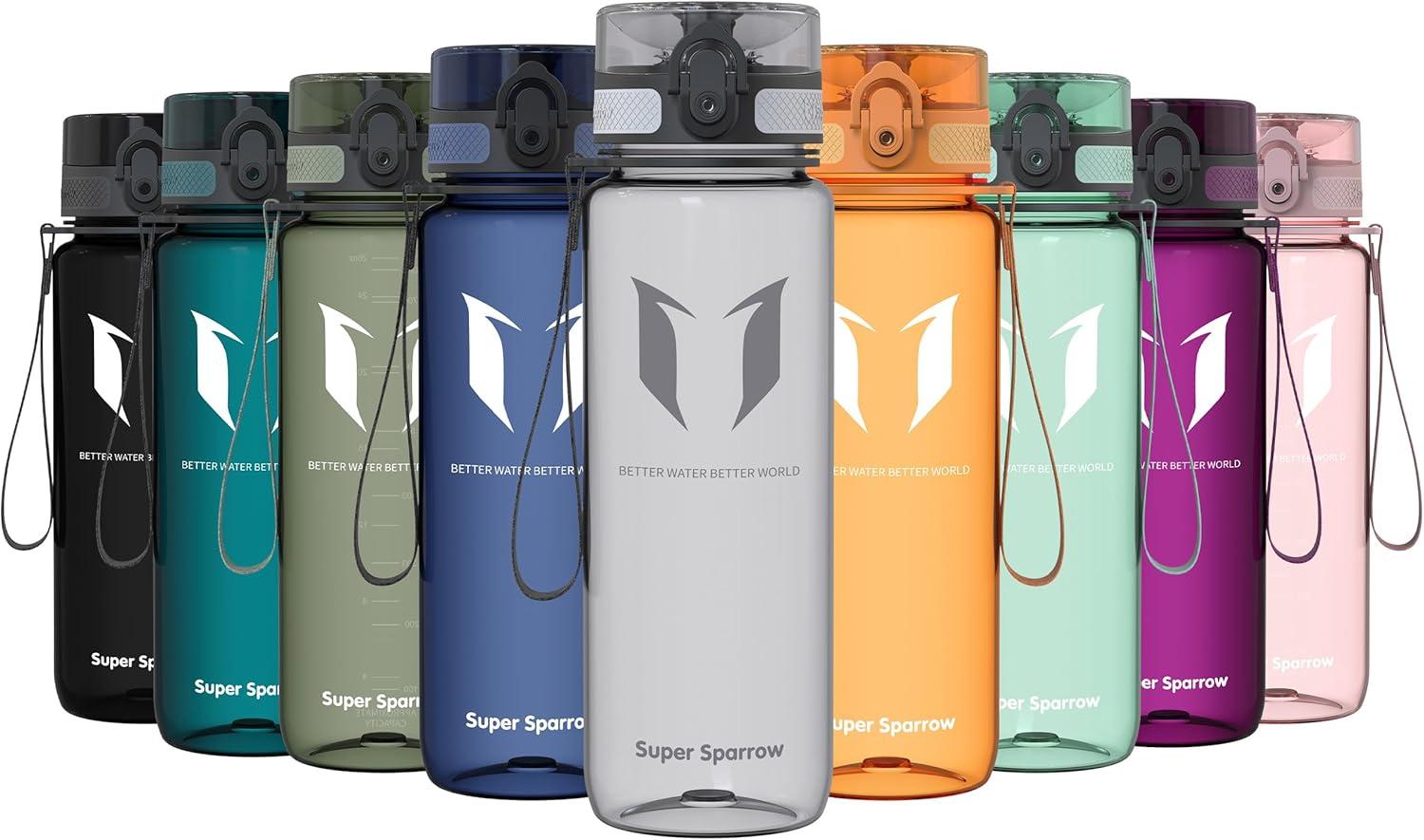 image:imageSuper Sparrow Bouteille deau Gourde 350ml500ml750ml1000ml sans BPA Convient pour Le Sport la randonne lcole Le Bureau en Plein airTransparent Gris