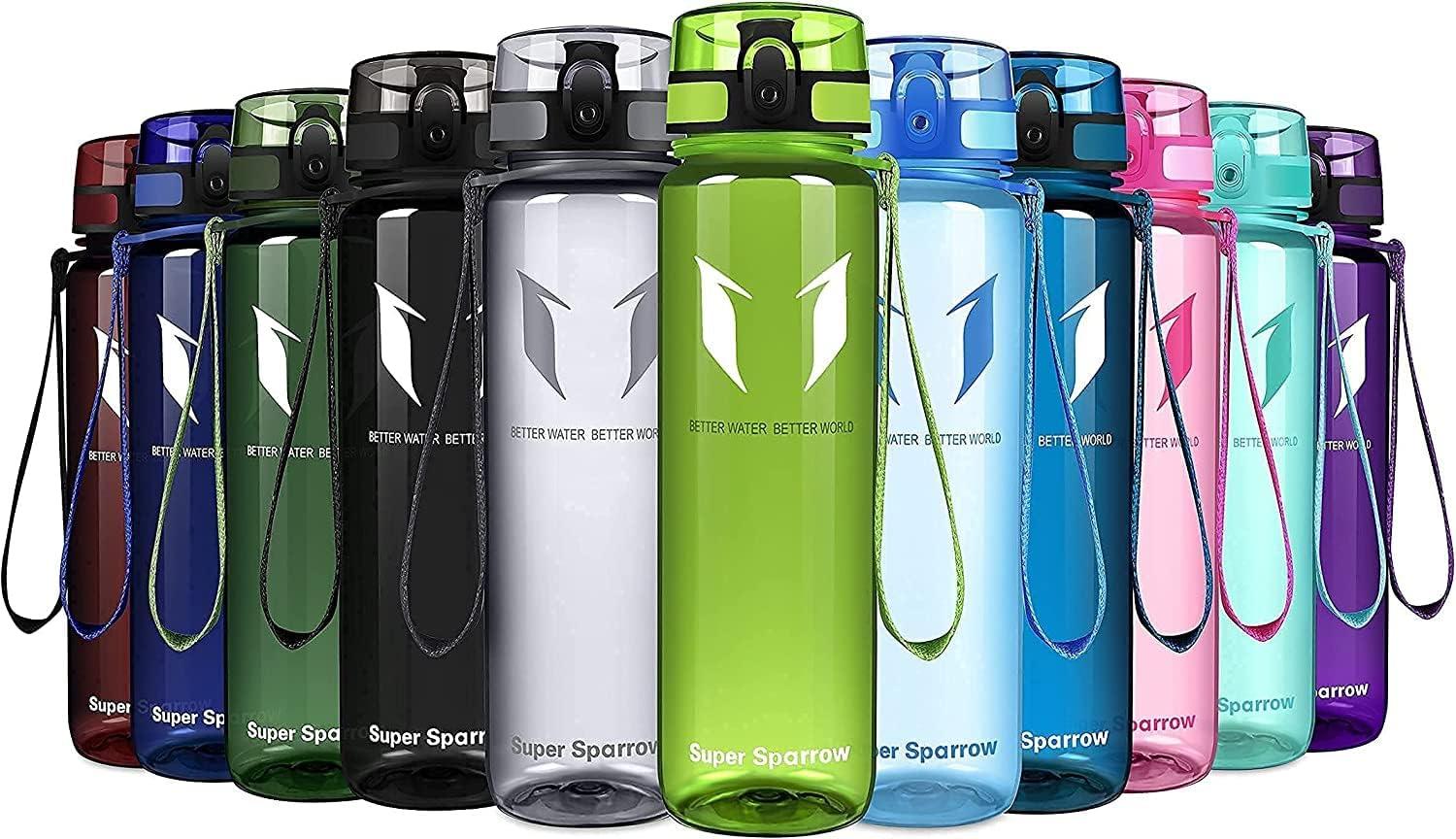 image:imageSuper Sparrow Bouteille deau Gourde 350ml500ml750ml1000ml sans BPA Convient pour Le Sport la randonne lcole Le Bureau en Plein airTransparent Limonade