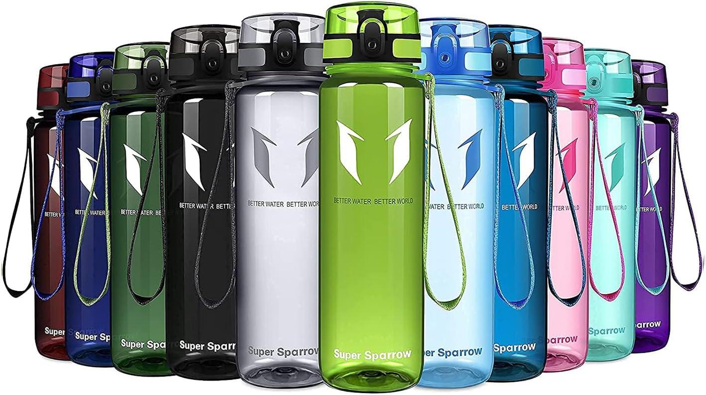 image:imageSuper Sparrow Bouteille deau Gourde 350ml500ml750ml1000ml sans BPA Convient pour Le Sport la randonne lcole Le Bureau en Plein airTransparent Limonade