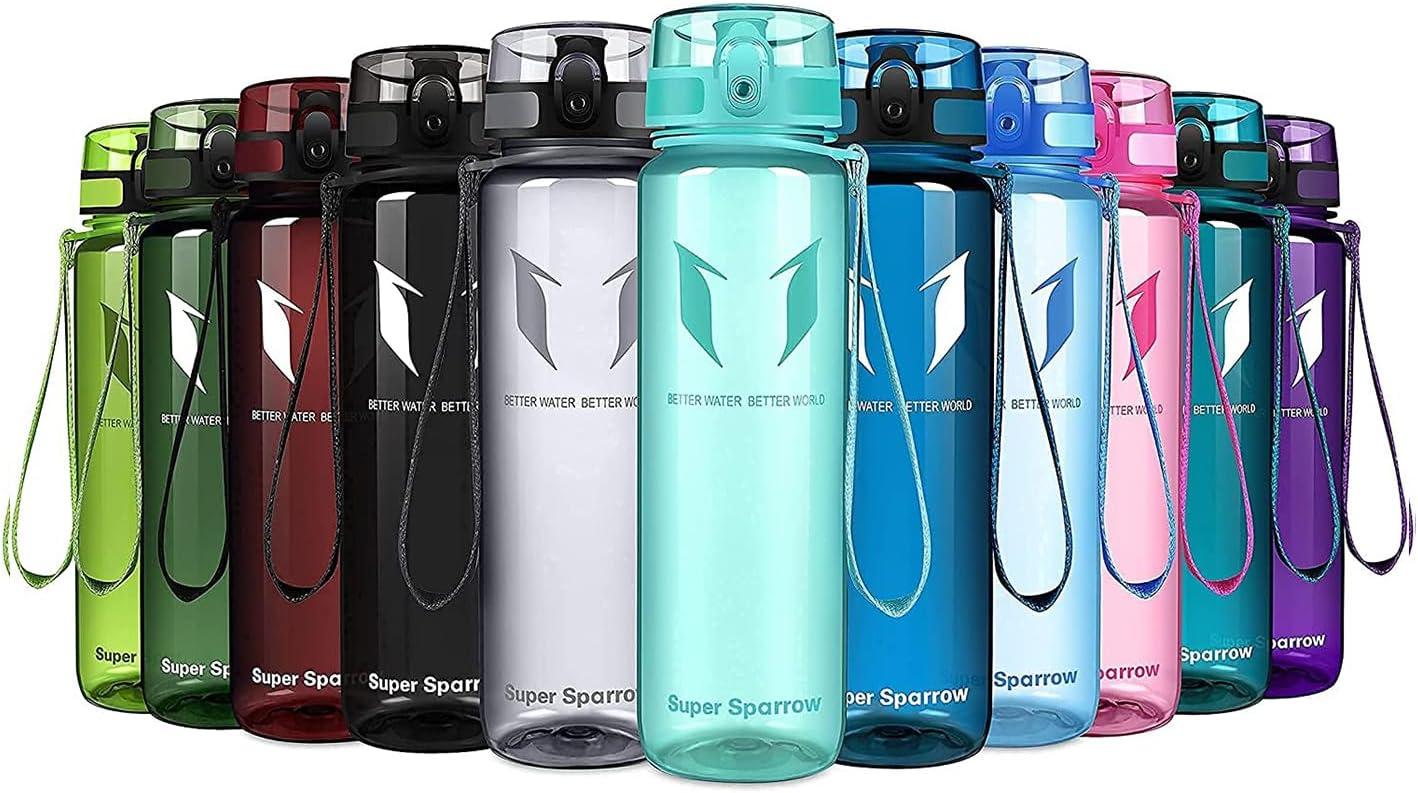 image:imageSuper Sparrow Bouteille deau Gourde 350ml500ml750ml1000ml sans BPA Convient pour Le Sport la randonne lcole Le Bureau en Plein airTransparent Menthe