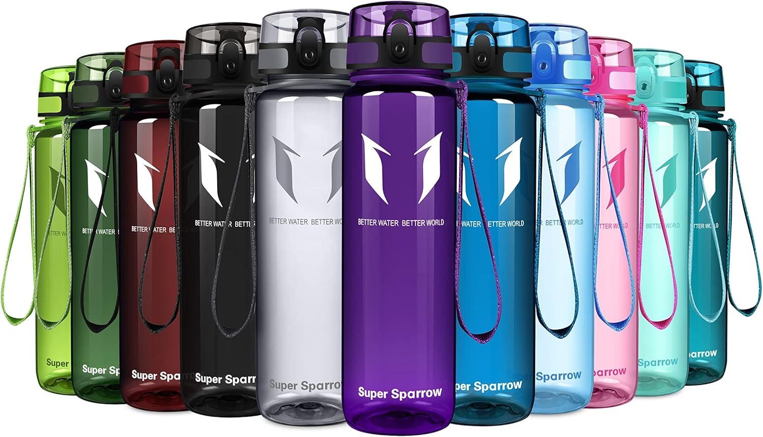 image:imageSuper Sparrow Bouteille deau Gourde 350ml500ml750ml1000ml sans BPA Convient pour Le Sport la randonne lcole Le Bureau en Plein airTransparent Orchide