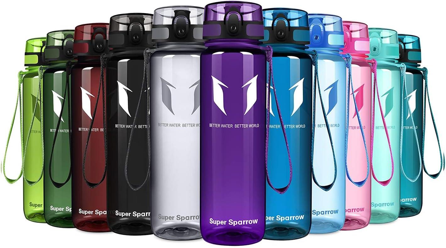 image:imageSuper Sparrow Bouteille deau Gourde 350ml500ml750ml1000ml sans BPA Convient pour Le Sport la randonne lcole Le Bureau en Plein airTransparent Orchide