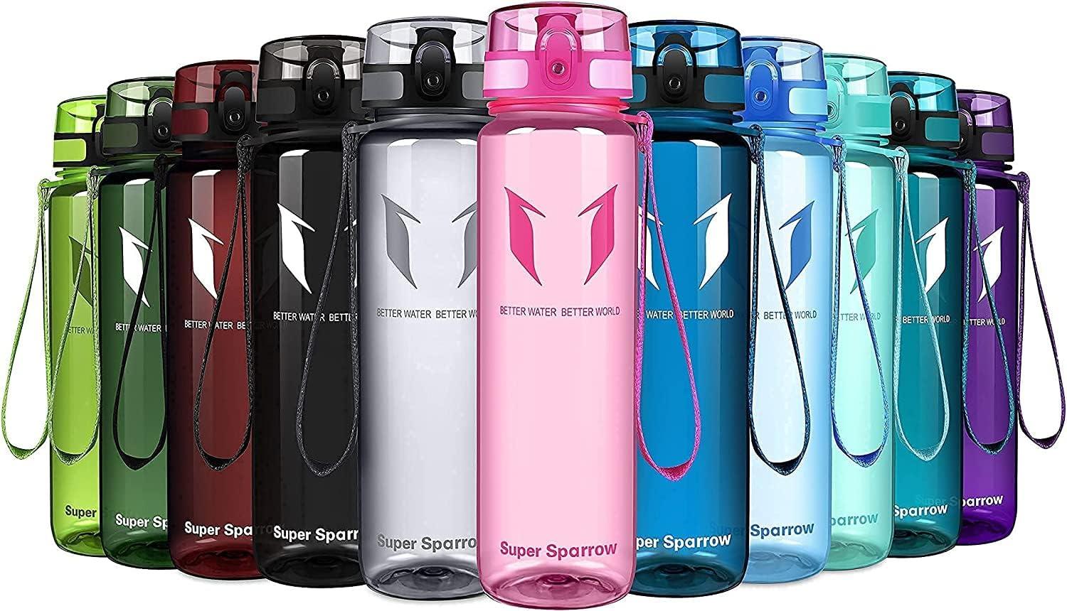 image:imageSuper Sparrow Bouteille deau Gourde 350ml500ml750ml1000ml sans BPA Convient pour Le Sport la randonne lcole Le Bureau en Plein airTransparent Rose