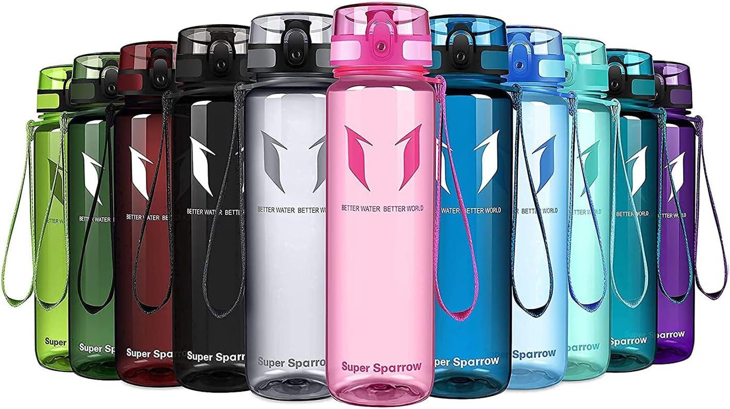 image:imageSuper Sparrow Bouteille deau Gourde 350ml500ml750ml1000ml sans BPA Convient pour Le Sport la randonne lcole Le Bureau en Plein airTransparent Rose