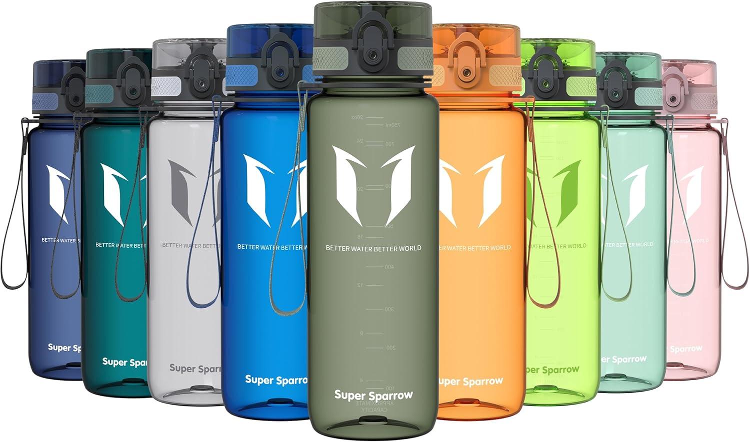image:imageSuper Sparrow Bouteille deau Gourde 350ml500ml750ml1000ml sans BPA Convient pour Le Sport la randonne lcole Le Bureau en Plein airTransparent Sauge