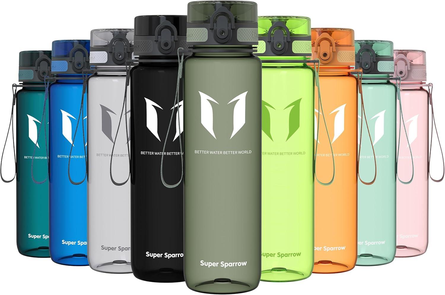 image:imageSuper Sparrow Bouteille deau Gourde 350ml500ml750ml1000ml sans BPA Convient pour Le Sport la randonne lcole Le Bureau en Plein airTransparent Sauge