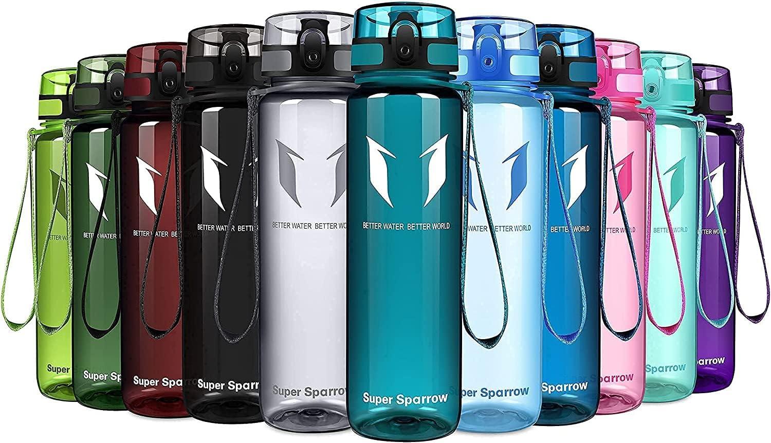 image:imageSuper Sparrow Bouteille deau Gourde 350ml500ml750ml1000ml sans BPA Convient pour Le Sport la randonne lcole Le Bureau en Plein airTransparent Verre de Mer