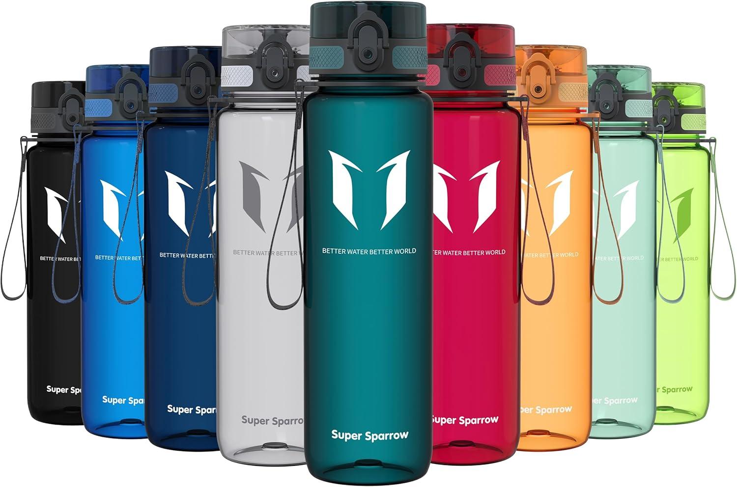 image:imageSuper Sparrow Bouteille deau Gourde 350ml500ml750ml1000ml sans BPA Convient pour Le Sport la randonne lcole Le Bureau en Plein airTransparent Vert Fort