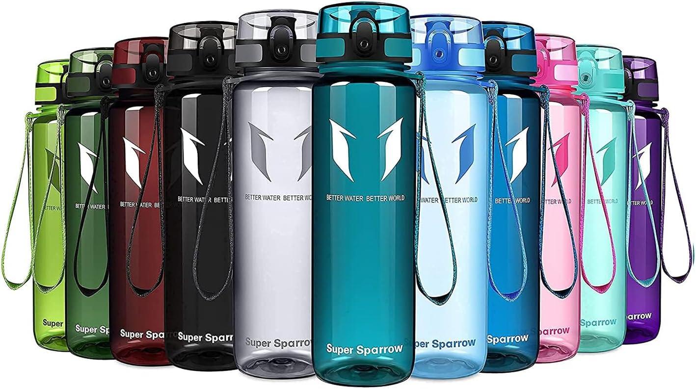 image:imageSuper Sparrow Bouteille deau Gourde 350ml500ml750ml1000ml sans BPA Convient pour Le Sport la randonne lcole Le Bureau en Plein airTransparent Verre de Mer