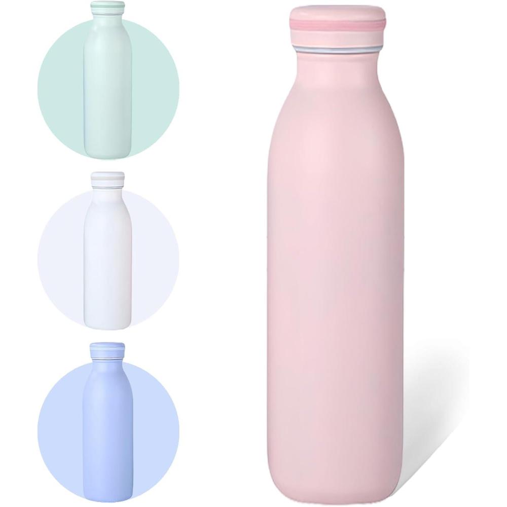 image:image350 ml Bouteille Deau Isotherme INOX Gourde Isotherme Gourde INOX Reutilisable sans BPA pour Maintien Chaud 12 Heures amp Froid Jusqu 24 Heures pour Voyage Sport GymBleuPoudre de Pche600ml