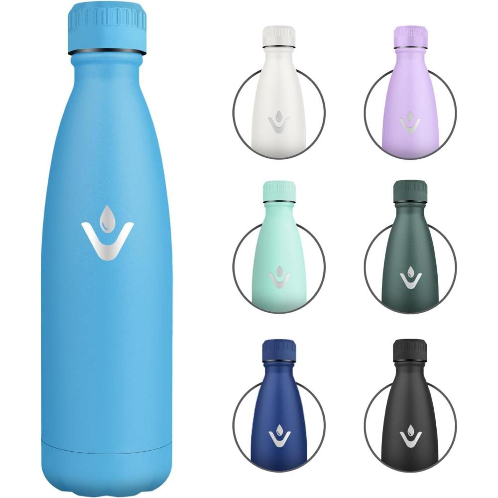 image:imageGourde Inox 1L Gourde Isotherme Rutilisable Bouteille deau Acier Inoxydable tanche Double Paroi Gourde Sport sans BPA Bouteille Isotherme pour cole Sport Bureau Gym Yoga CampingBleu Ciel
