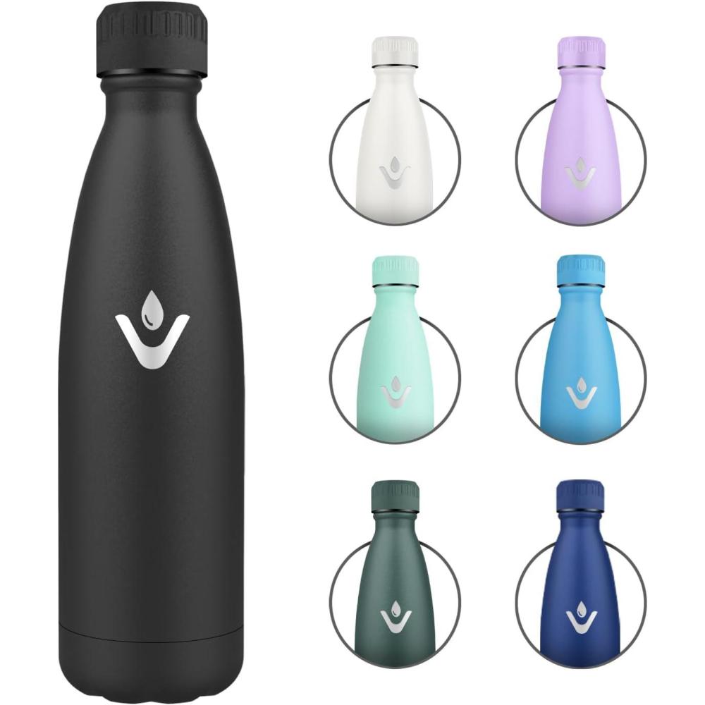 image:imageGourde Inox 1L Gourde Isotherme Rutilisable Bouteille deau Acier Inoxydable tanche Double Paroi Gourde Sport sans BPA Bouteille Isotherme pour cole Sport Bureau Gym Yoga CampingNoir