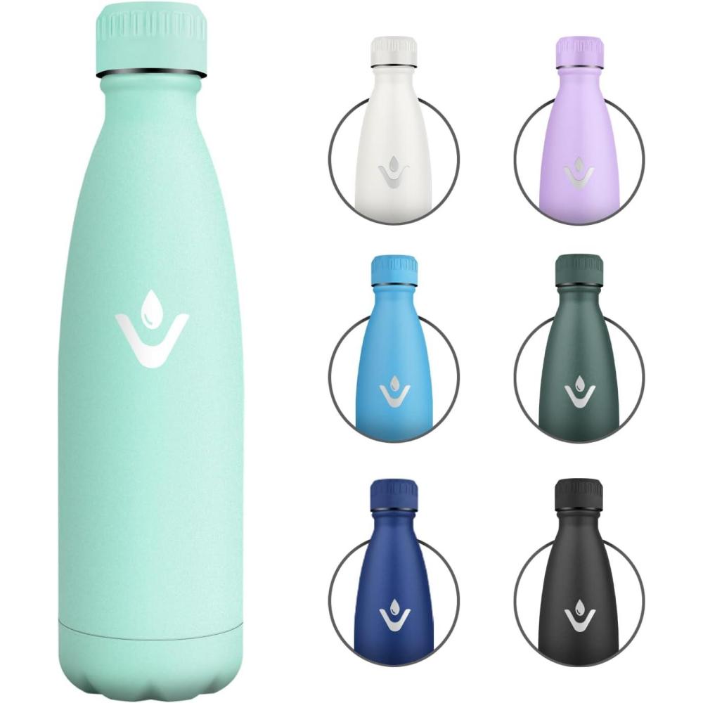 image:imageGourde Inox 1L Gourde Isotherme Rutilisable Bouteille deau Acier Inoxydable tanche Double Paroi Gourde Sport sans BPA Bouteille Isotherme pour cole Sport Bureau Gym Yoga CampingBleuvert
