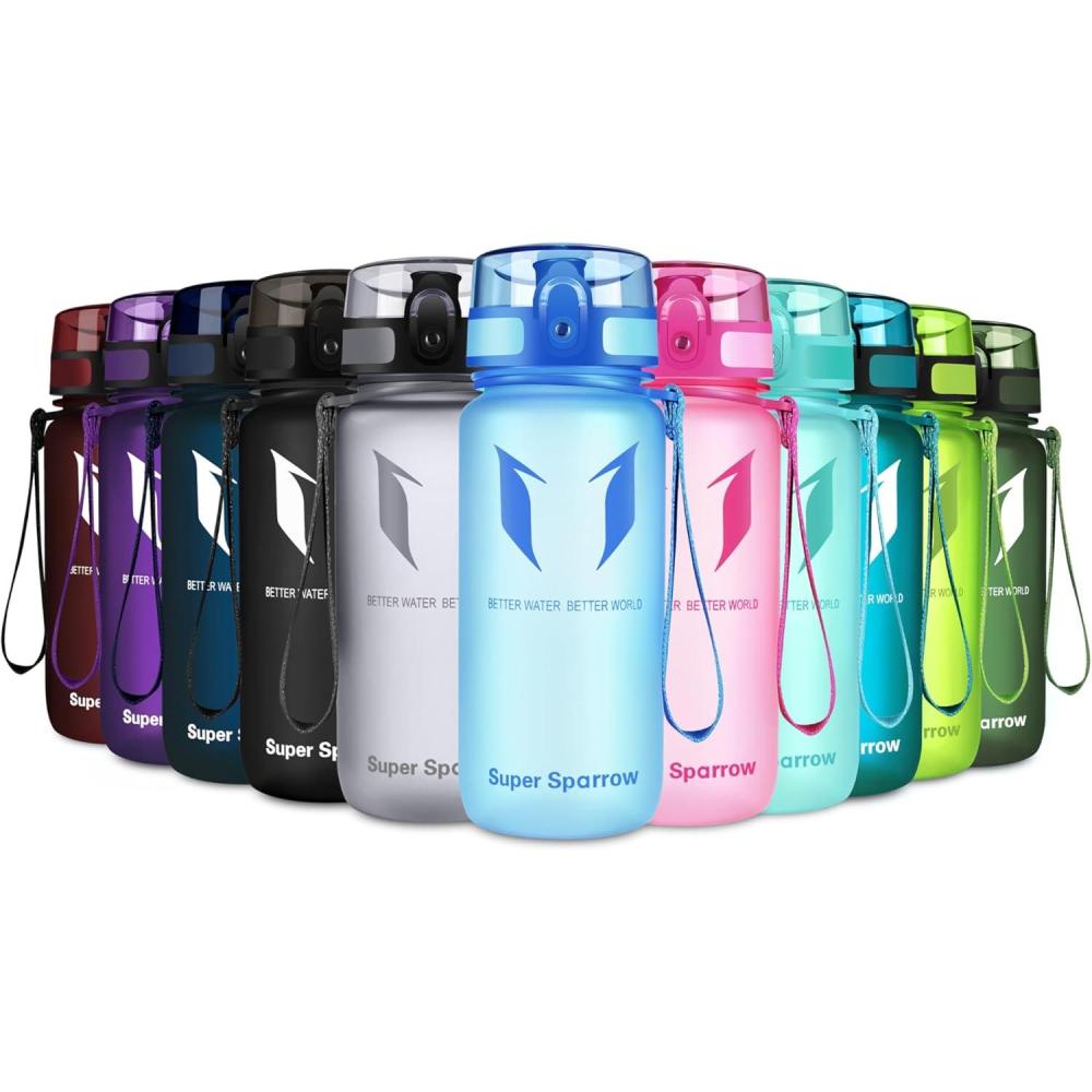 image:imageSuper Sparrow Bouteille deau Gourde 350ml500ml750ml1000ml sans BPA Convient pour Le Sport la randonne lcole Le Bureau en Plein airBleu