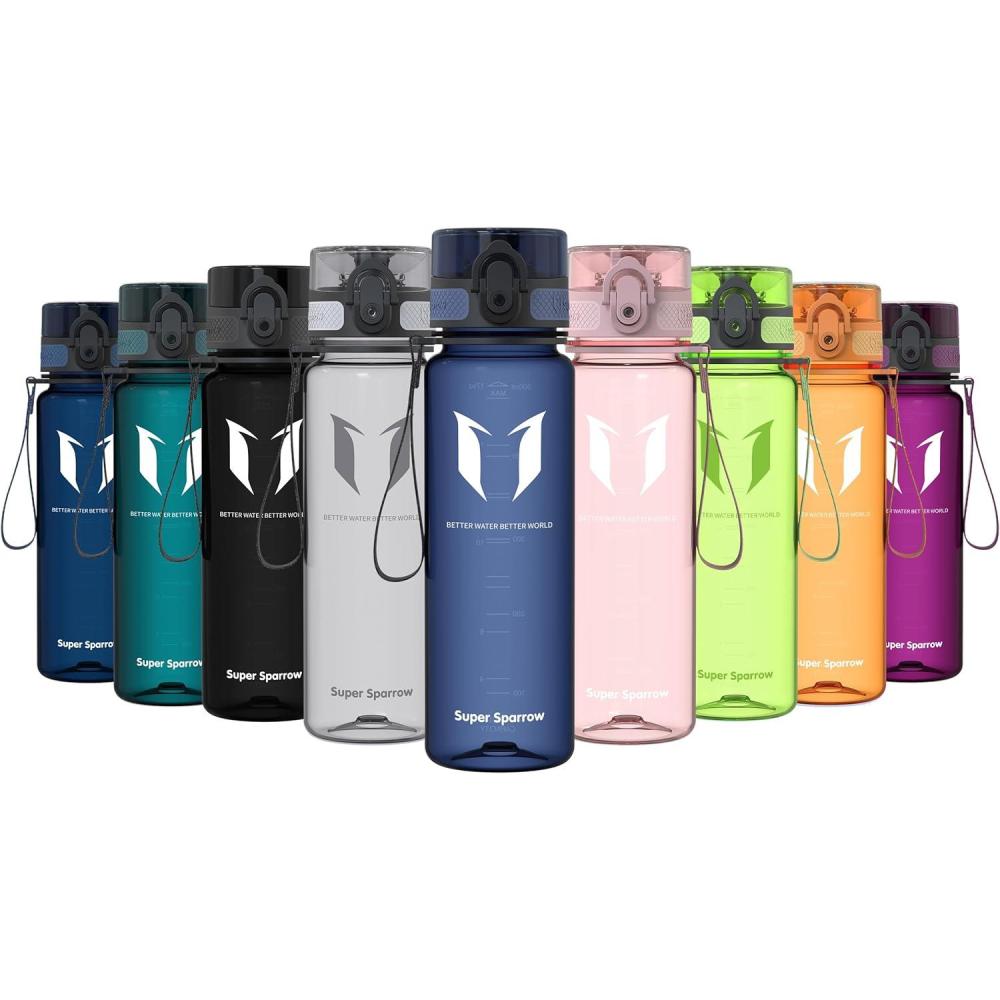 image:imageSuper Sparrow Bouteille deau Gourde 350ml500ml750ml1000ml sans BPA Convient pour Le Sport la randonne lcole Le Bureau en Plein airTransparent Bleu
