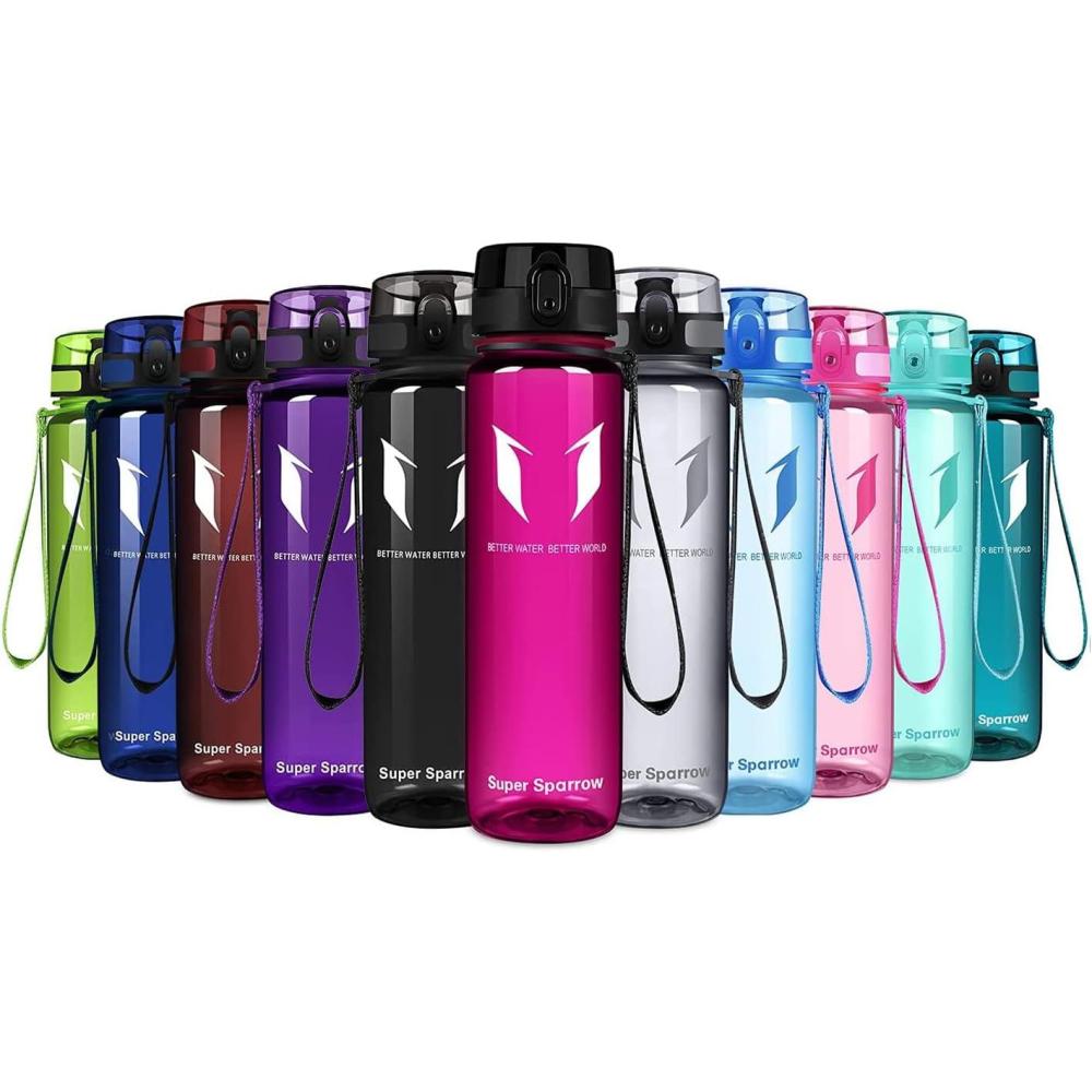 image:imageSuper Sparrow Bouteille deau Gourde 350ml500ml750ml1000ml sans BPA Convient pour Le Sport la randonne lcole Le Bureau en Plein airTransparent Fuchsia