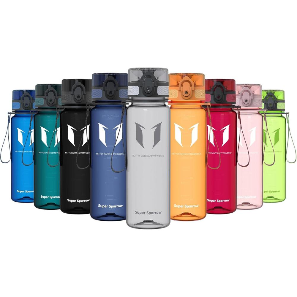 image:imageSuper Sparrow Bouteille deau Gourde 350ml500ml750ml1000ml sans BPA Convient pour Le Sport la randonne lcole Le Bureau en Plein airTransparent Gris