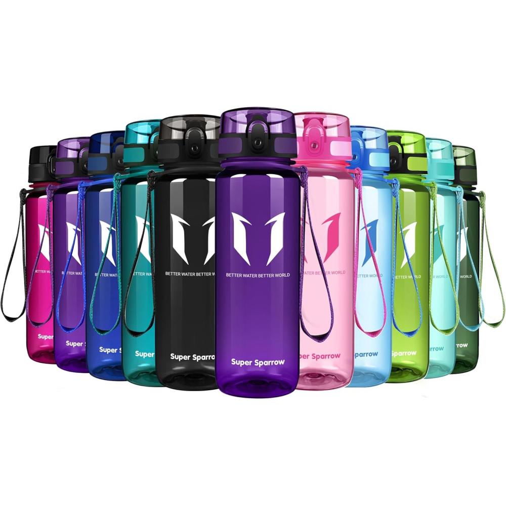 image:imageSuper Sparrow Bouteille deau Gourde 350ml500ml750ml1000ml sans BPA Convient pour Le Sport la randonne lcole Le Bureau en Plein airTransparent Orchide