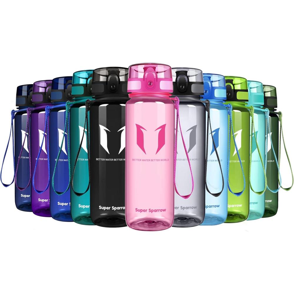 image:imageSuper Sparrow Bouteille deau Gourde 350ml500ml750ml1000ml sans BPA Convient pour Le Sport la randonne lcole Le Bureau en Plein airTransparent Rose