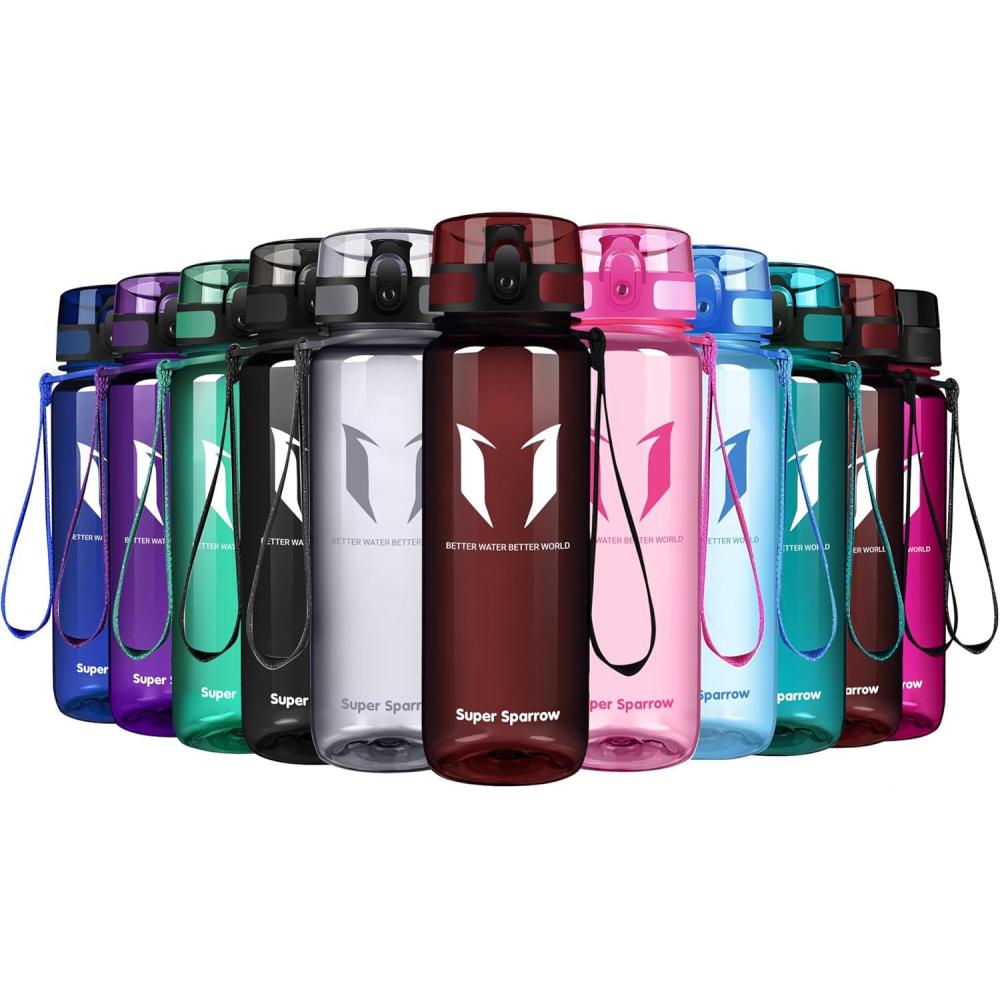 image:imageSuper Sparrow Bouteille deau Gourde 350ml500ml750ml1000ml sans BPA Convient pour Le Sport la randonne lcole Le Bureau en Plein airTransparent Rouge Imprial