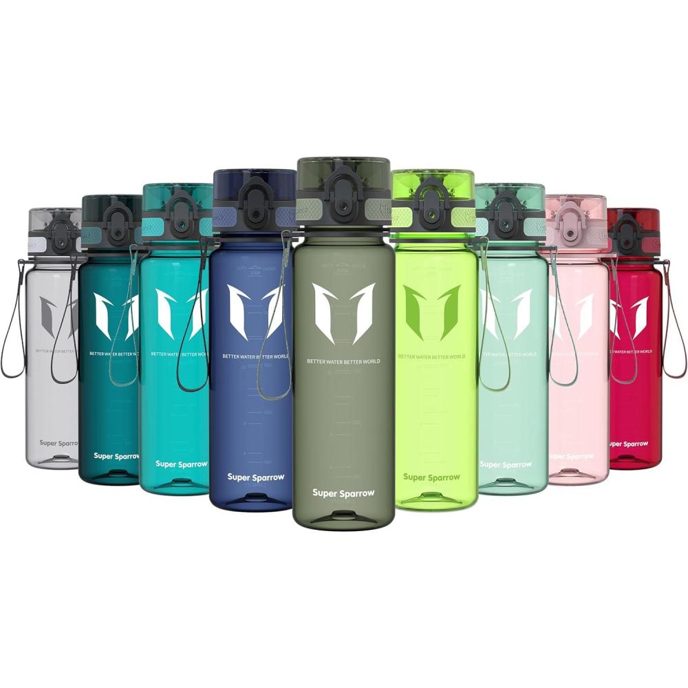 image:imageSuper Sparrow Bouteille deau Gourde 350ml500ml750ml1000ml sans BPA Convient pour Le Sport la randonne lcole Le Bureau en Plein airTransparent Sauge