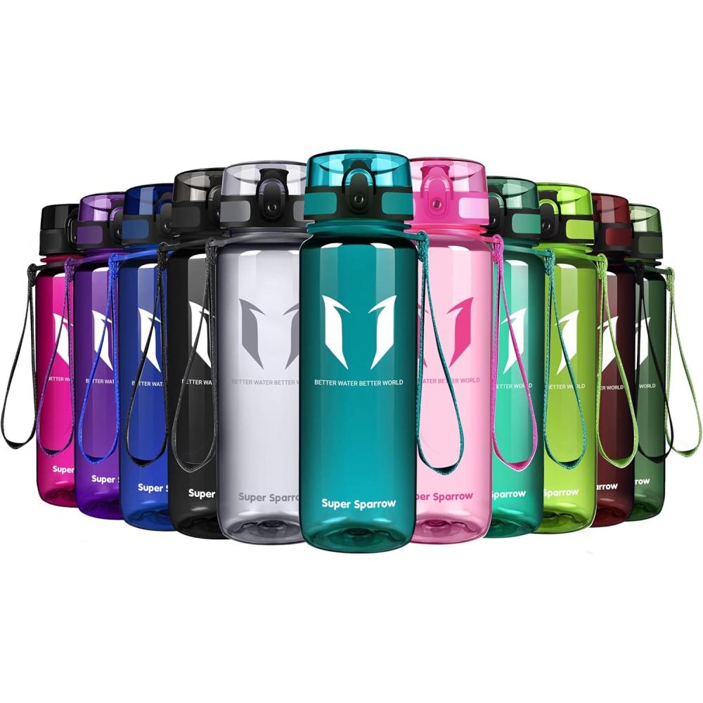 image:imageSuper Sparrow Bouteille deau Gourde 350ml500ml750ml1000ml sans BPA Convient pour Le Sport la randonne lcole Le Bureau en Plein airTransparent Verre de Mer