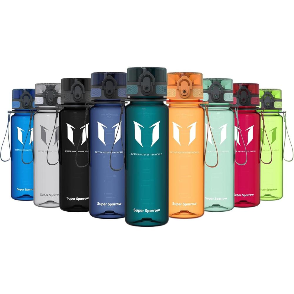 image:imageSuper Sparrow Bouteille deau Gourde 350ml500ml750ml1000ml sans BPA Convient pour Le Sport la randonne lcole Le Bureau en Plein airTransparent Vert Fort