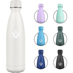Gourde Inox 1L, Gourde Isotherme Réutilisable, Bouteille d&rsquo;eau Acier Inoxydable, Étanche Double Paroi, Gourde Sport sans BPA, Bouteille Isotherme pour École, Sport, Bureau, Gym, Yoga, Camping(Blanc)