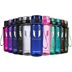 Super Sparrow Bouteille d&rsquo;eau – Gourde – 350ml/500ml/750ml/1000ml – sans BPA – Convient pour Le Sport, la randonnée, l&rsquo;école, Le Bureau, en Plein air(Transparent – Bleu de Méthyle)